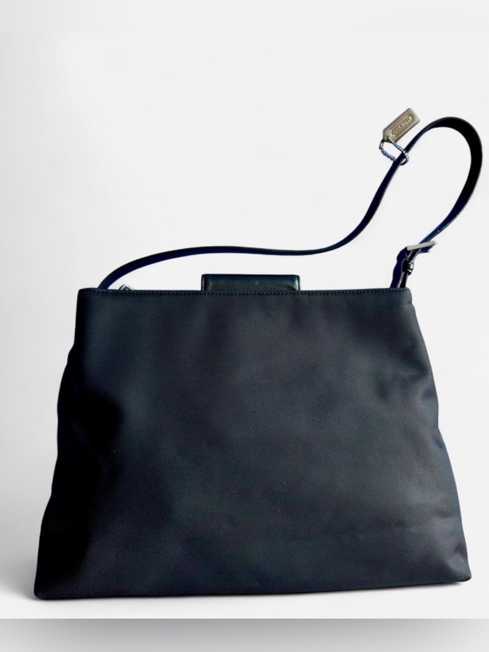 Coach Black Nylon Shoulder Bag with Silver Tag